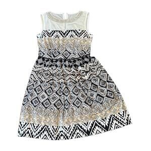 Roz & Ali | Women's Black & Cream Dress | Size 8 | 0749